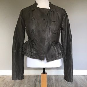 Gray Faux Leather Jacket